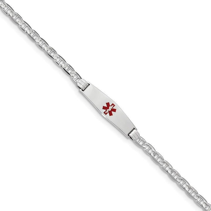 14K White Gold Anchor Link Medical ID Bracelet