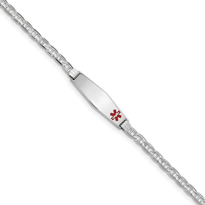 14K White Gold Anchor Link Medical ID Bracelet