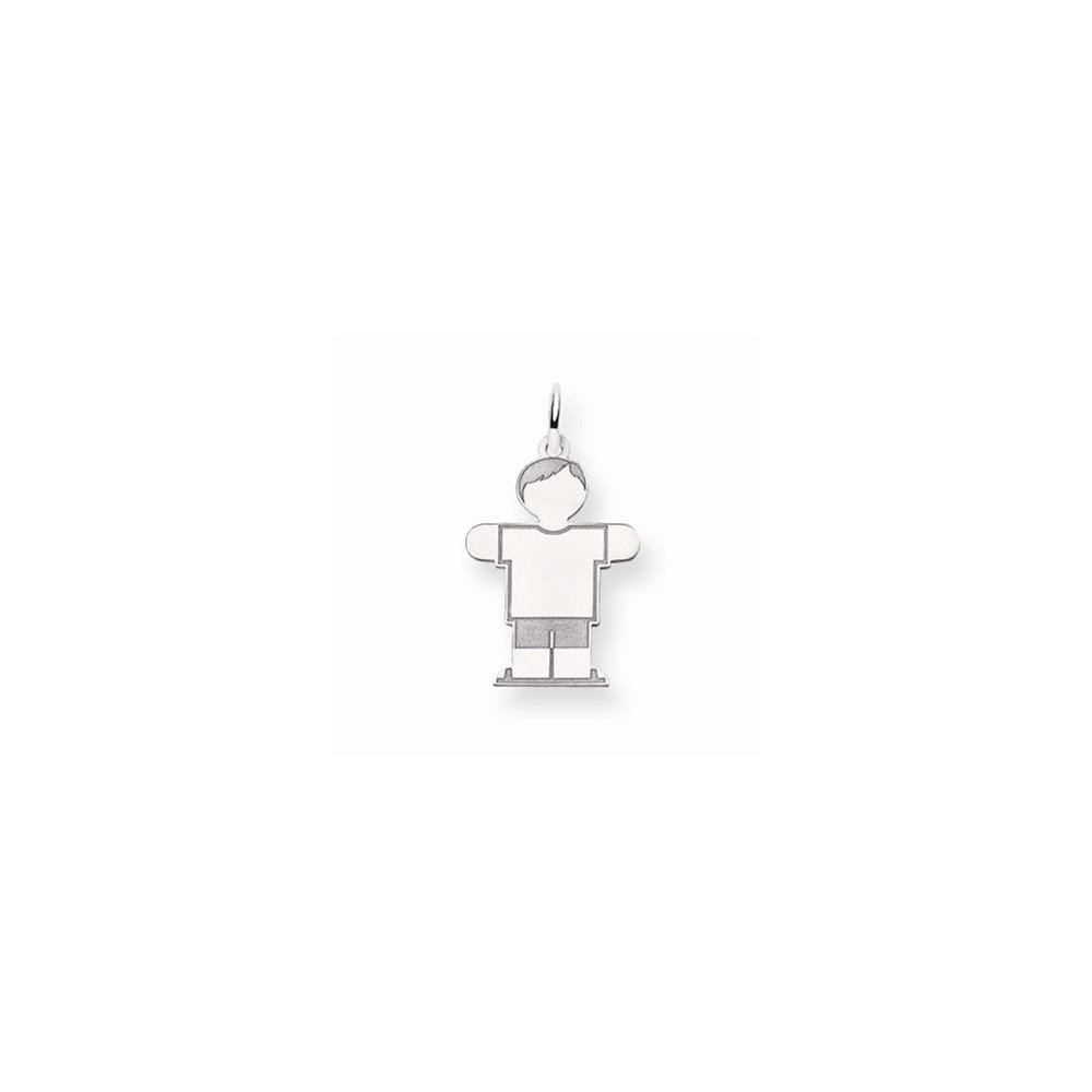 14k White Gold Boy With Haircut Hugs Charm