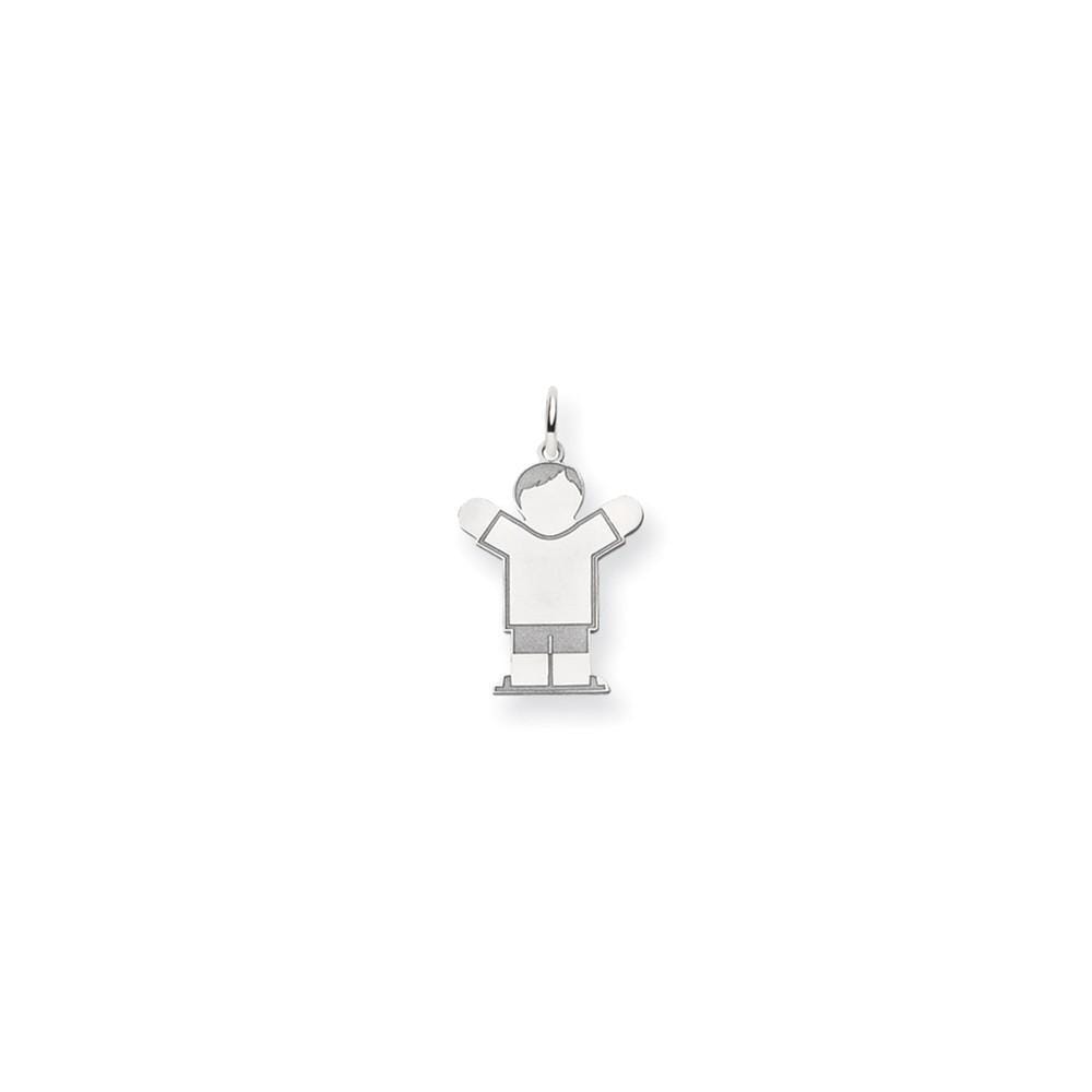 14k White Gold Boy With Haircut Love Charm