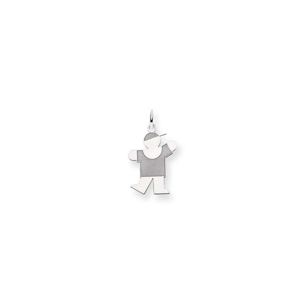 14k White Gold Boy With Hat Kiss Charm