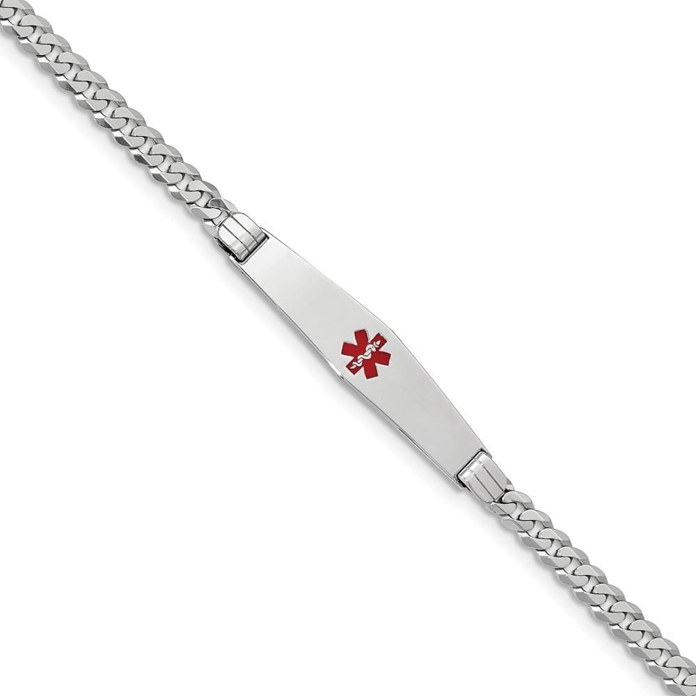 14K White Gold Curb Link Medical ID Bracelet