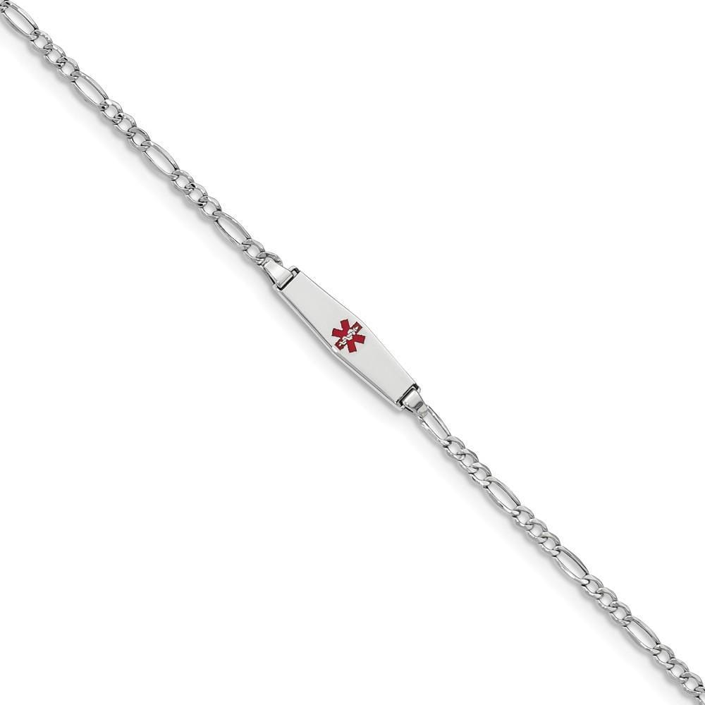 14K White Gold Figaro Childrens ID Bracelet