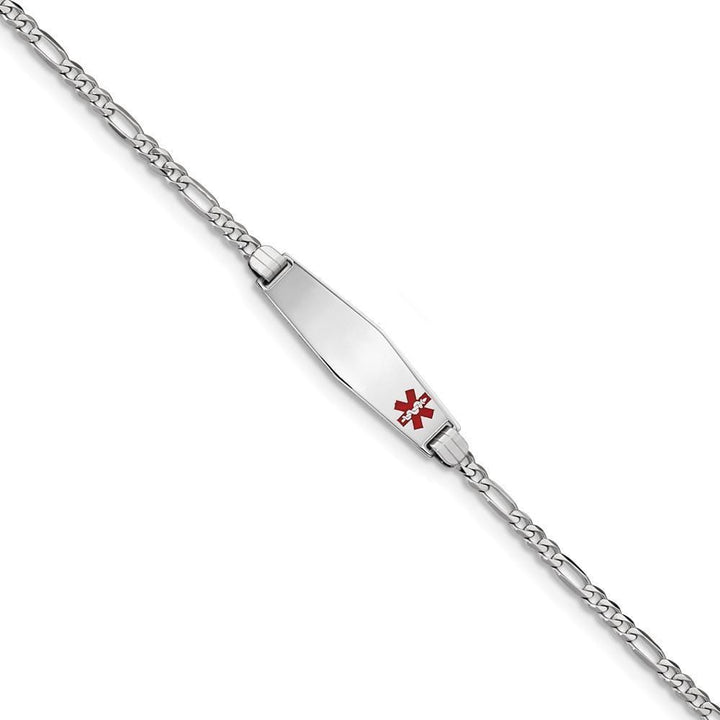 14K White Gold Figaro Link Medical ID Bracelet