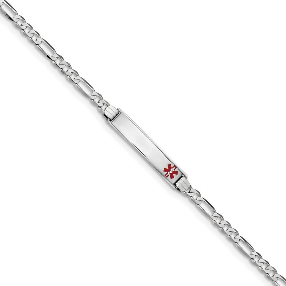 14K White Gold Figaro Link Medical ID Bracelet