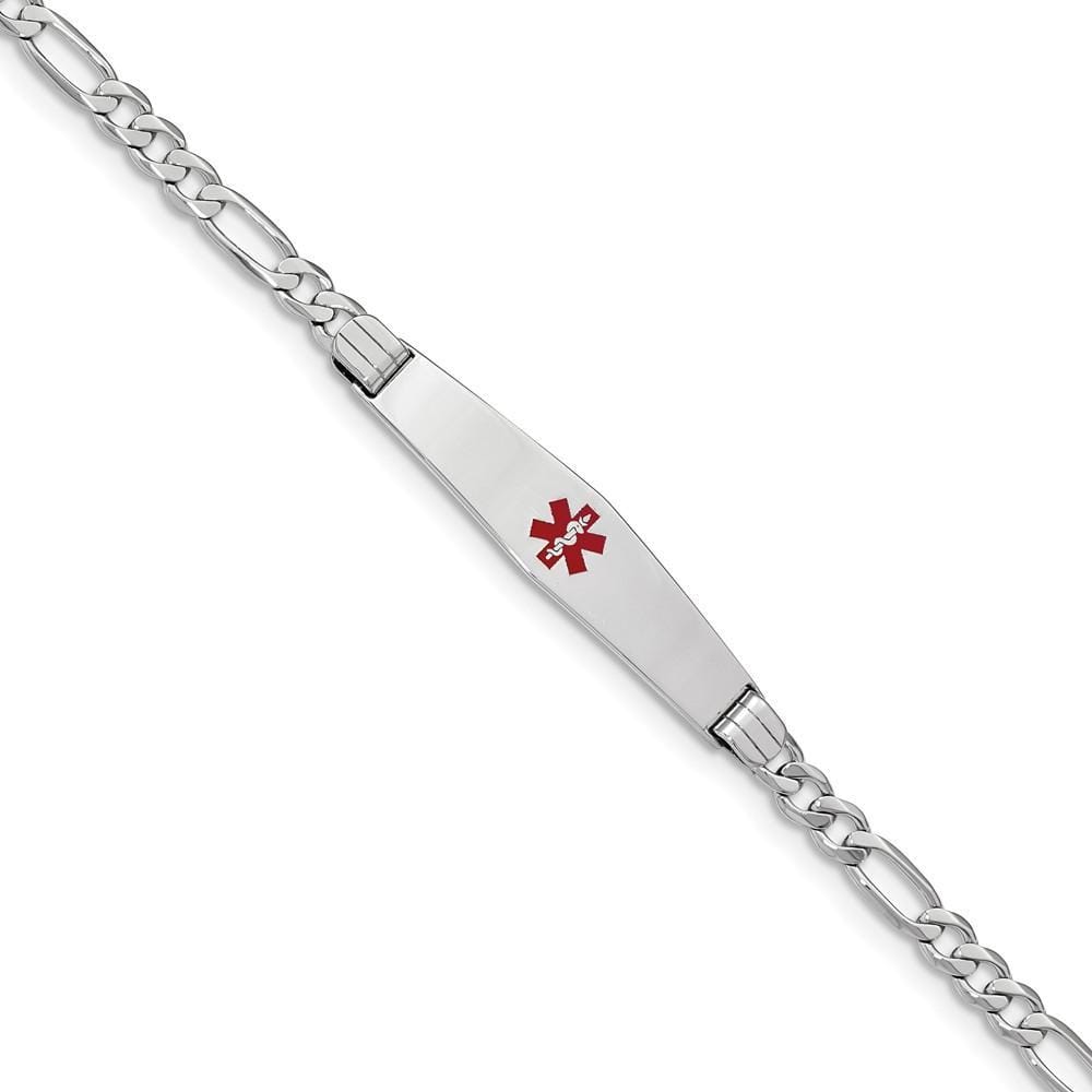 14K White Gold Figaro Link Medical ID Bracelet