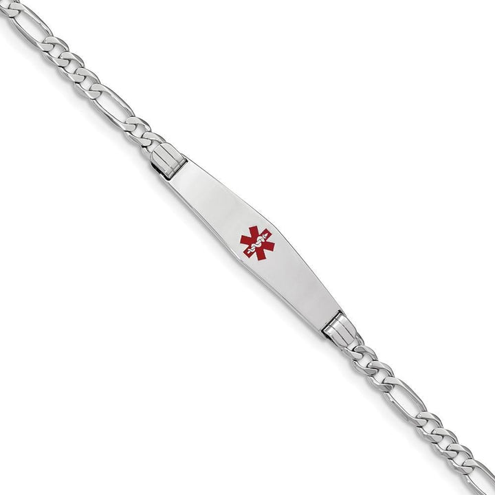 14K White Gold Figaro Link Medical ID Bracelet