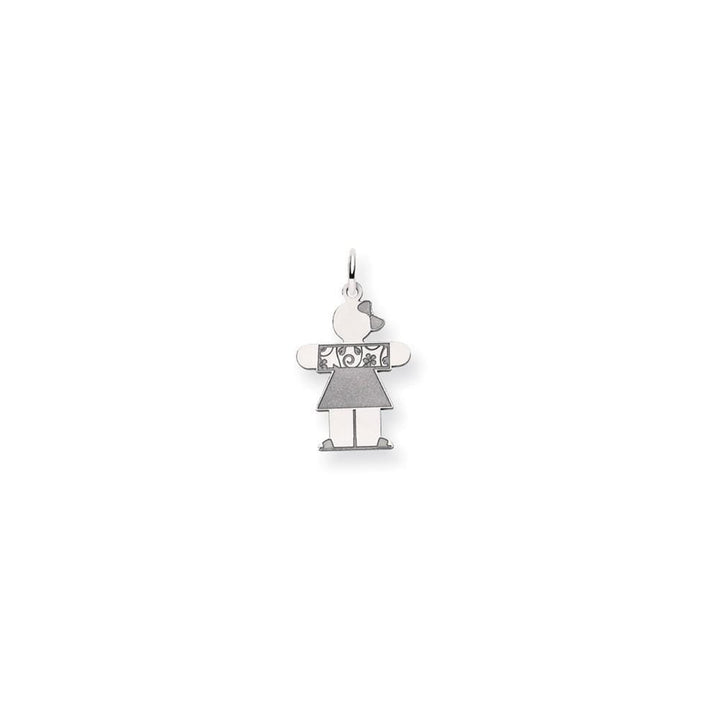 14k White Gold Girl in Floral Dress Hugs Charm