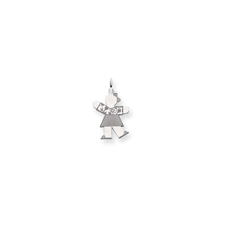 14k White Gold Girl in Floral Dress Kiss Charm