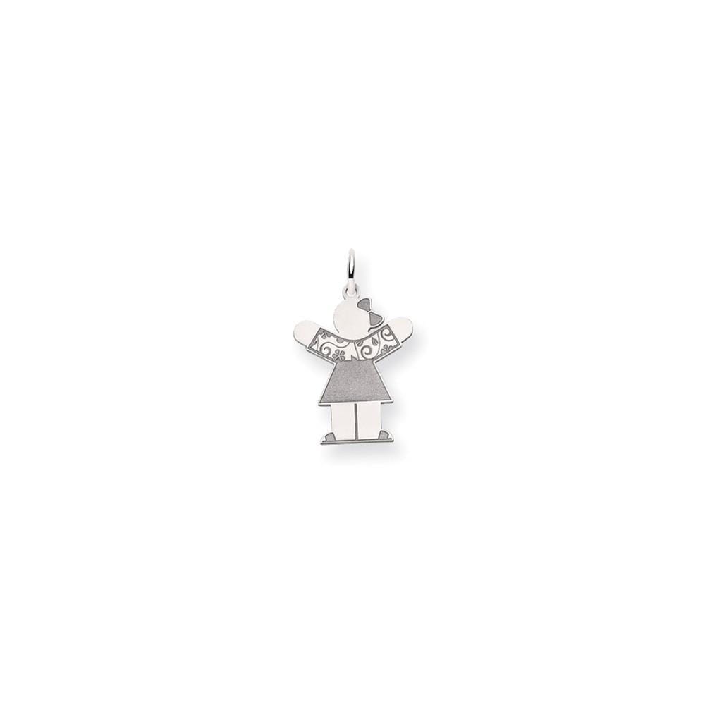 14k White Gold Girl in Floral Dress Love Charm