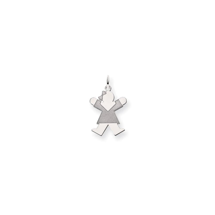 14k White Gold Girl With Bow Joy Charm