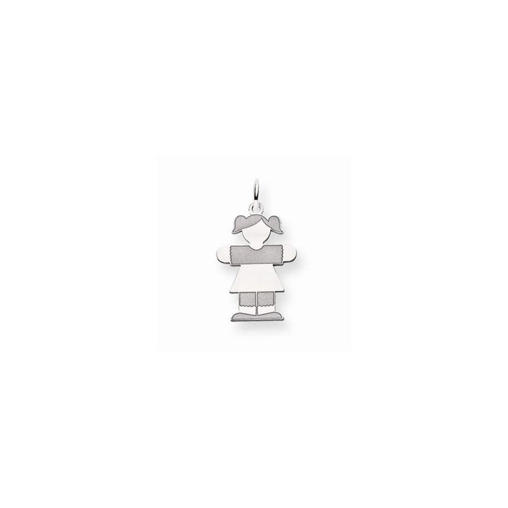 14k White Gold Girl With Pigtails Hugs Charm