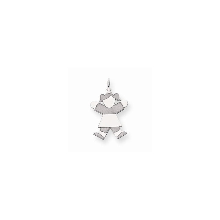 14k White Gold Girl With Pigtails Joy Charm