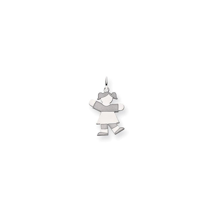 14k White Gold Girl With Pigtails Kiss Charm