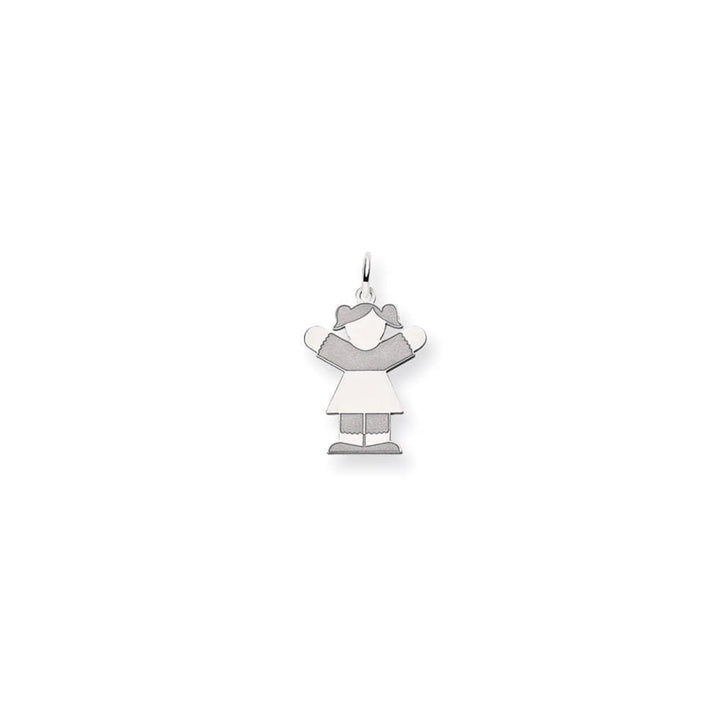 14k White Gold Girl With Pigtails Love Charm