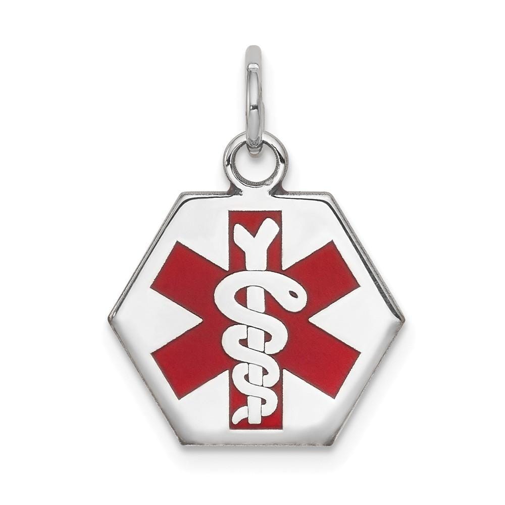 14k White Gold Medical Alert ID Charm Pendants