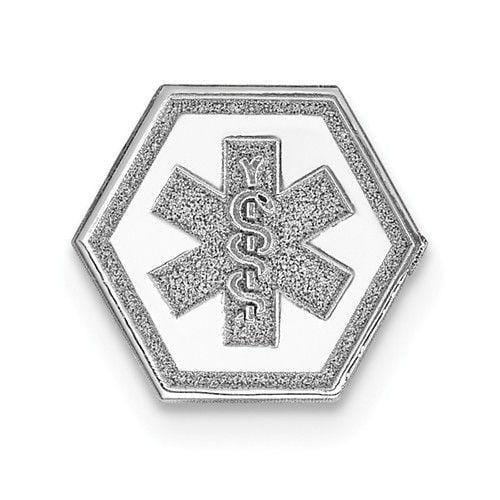 14k White Gold Medical Alert ID Emblems Pendant