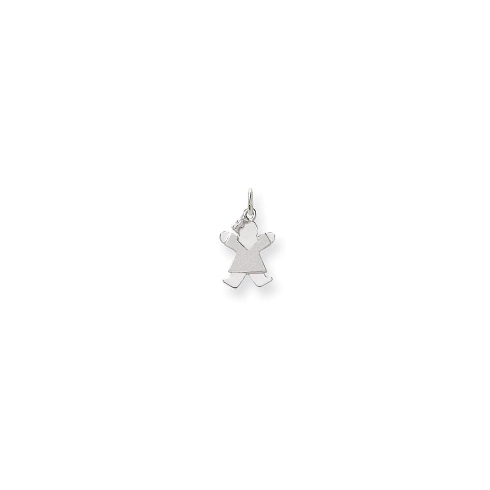 14k White Gold Mini Girl With Bow Joy Charm
