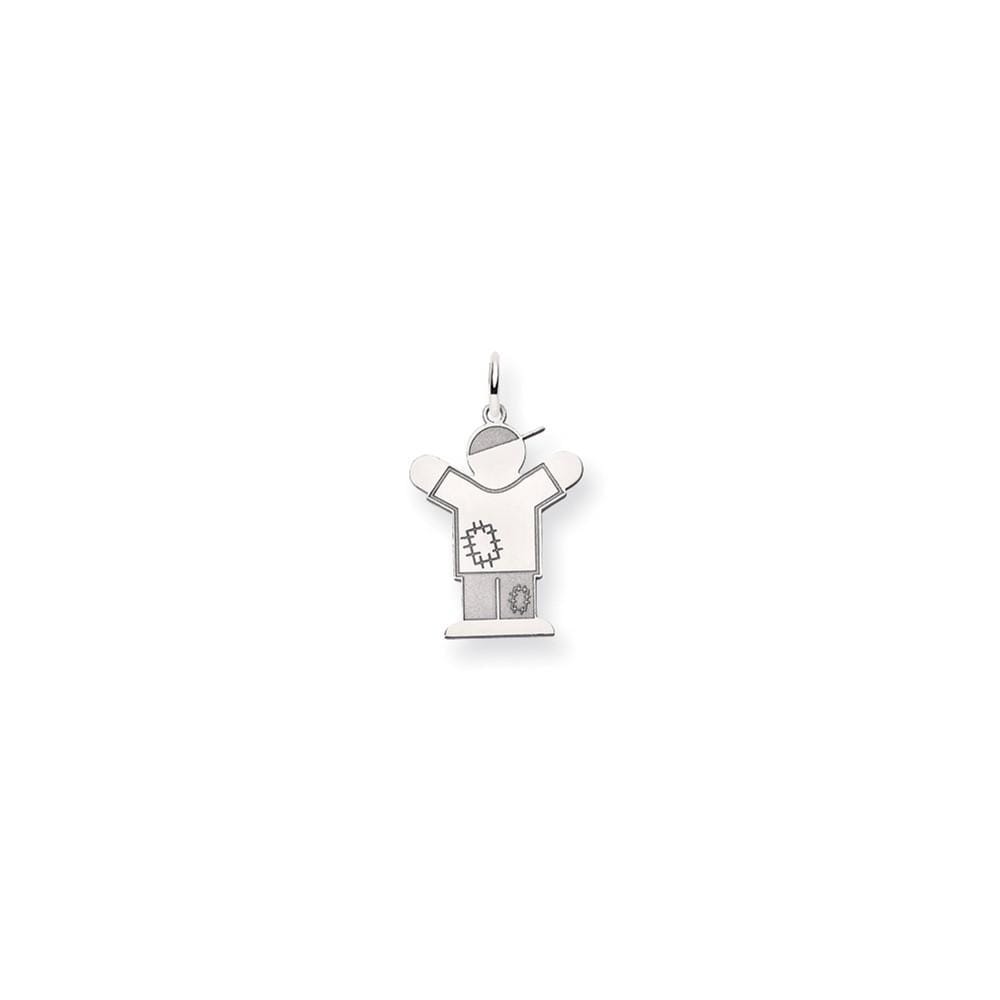 14k White Gold Patchwork Boy Love Charm