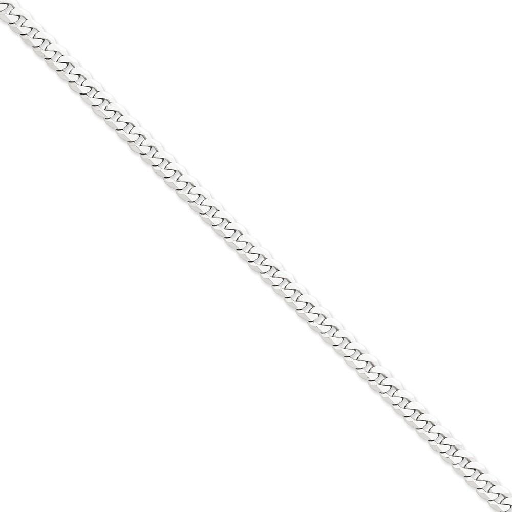 14k White Gold Polished 6.10mmFlat Curb Chain