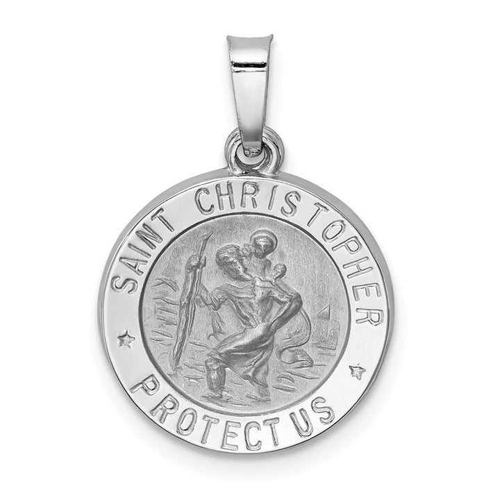 14k White Gold Saint Christopher Medal Pendant