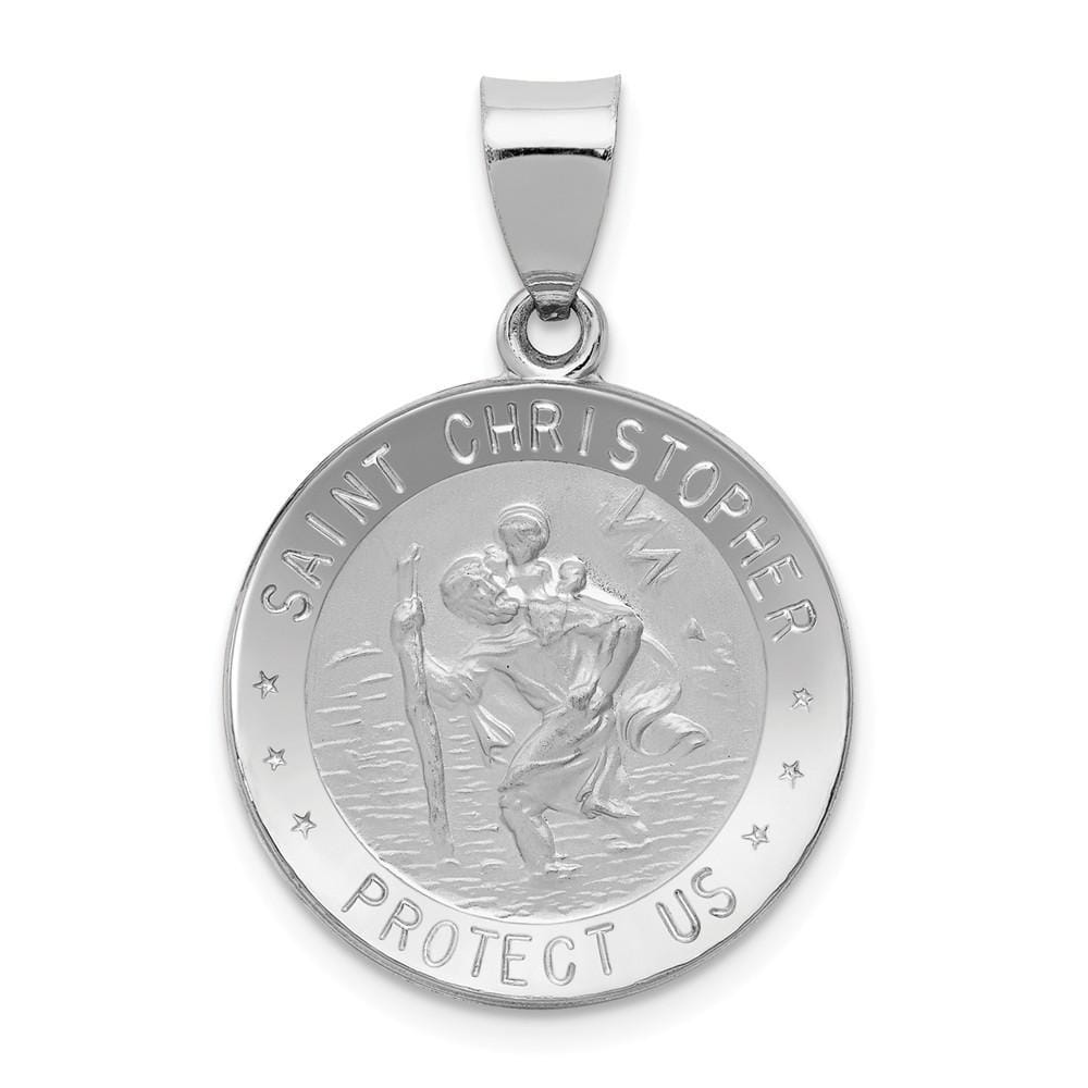 14k White Gold Saint Christopher Medal Pendant