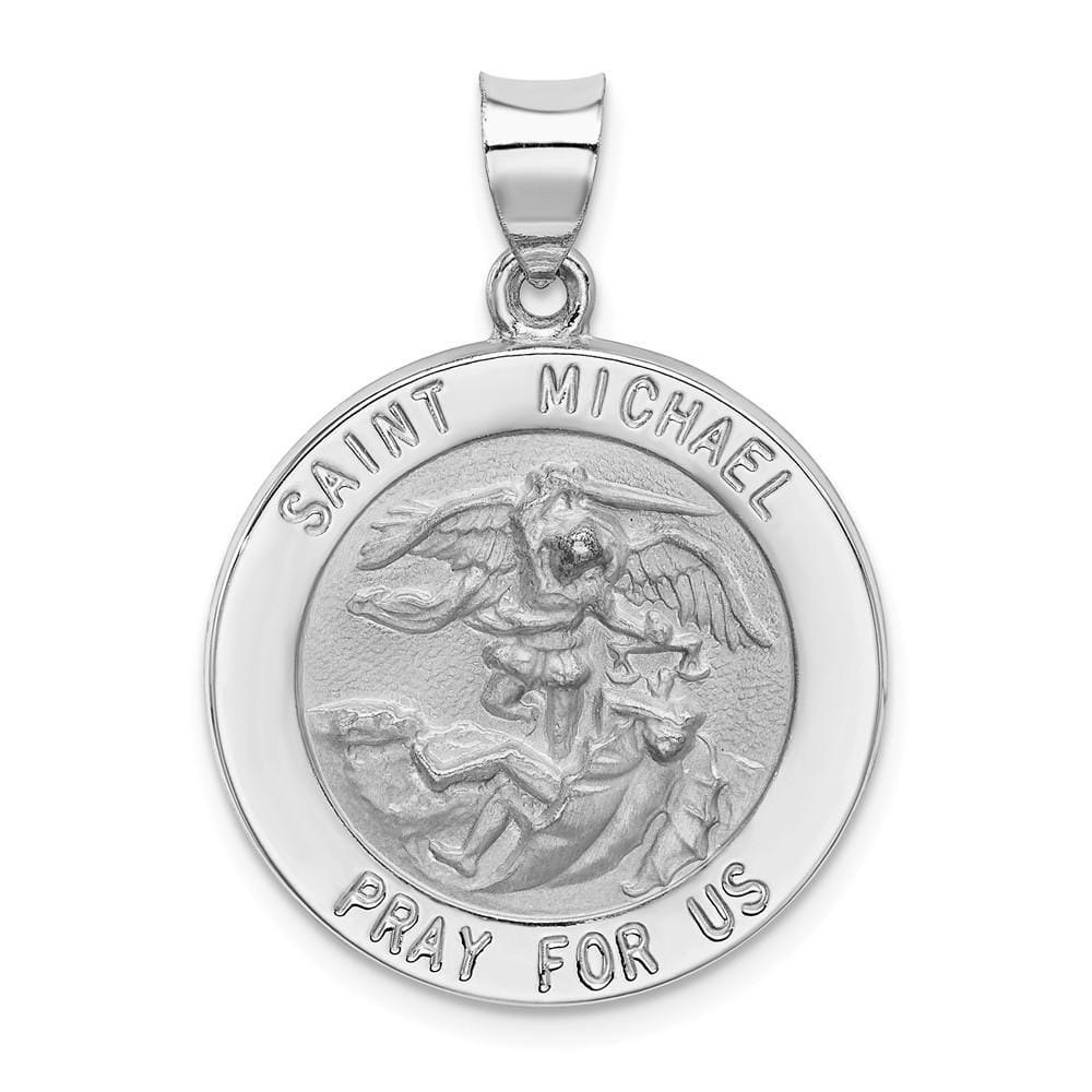 14k White Gold Saint Michael Medal Pendant