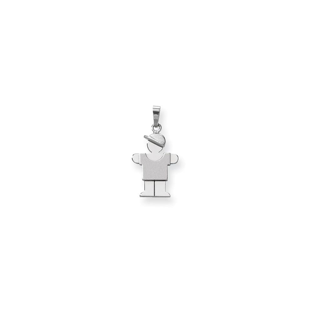 14k White Gold Solid Small Boy With Hat Hugs Charm