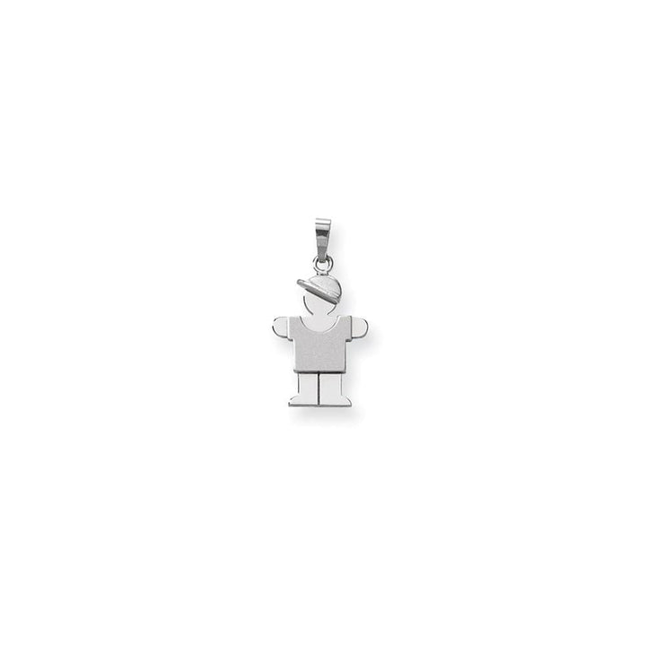 14k White Gold Solid Small Boy With Hat Hugs Charm