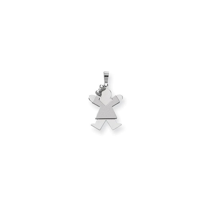14k White Gold Solid Small Girl With Bow Joy Charm