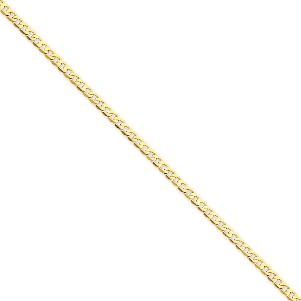 14k Yellow Gold 2.40mm Flat Beveled Curb Chain