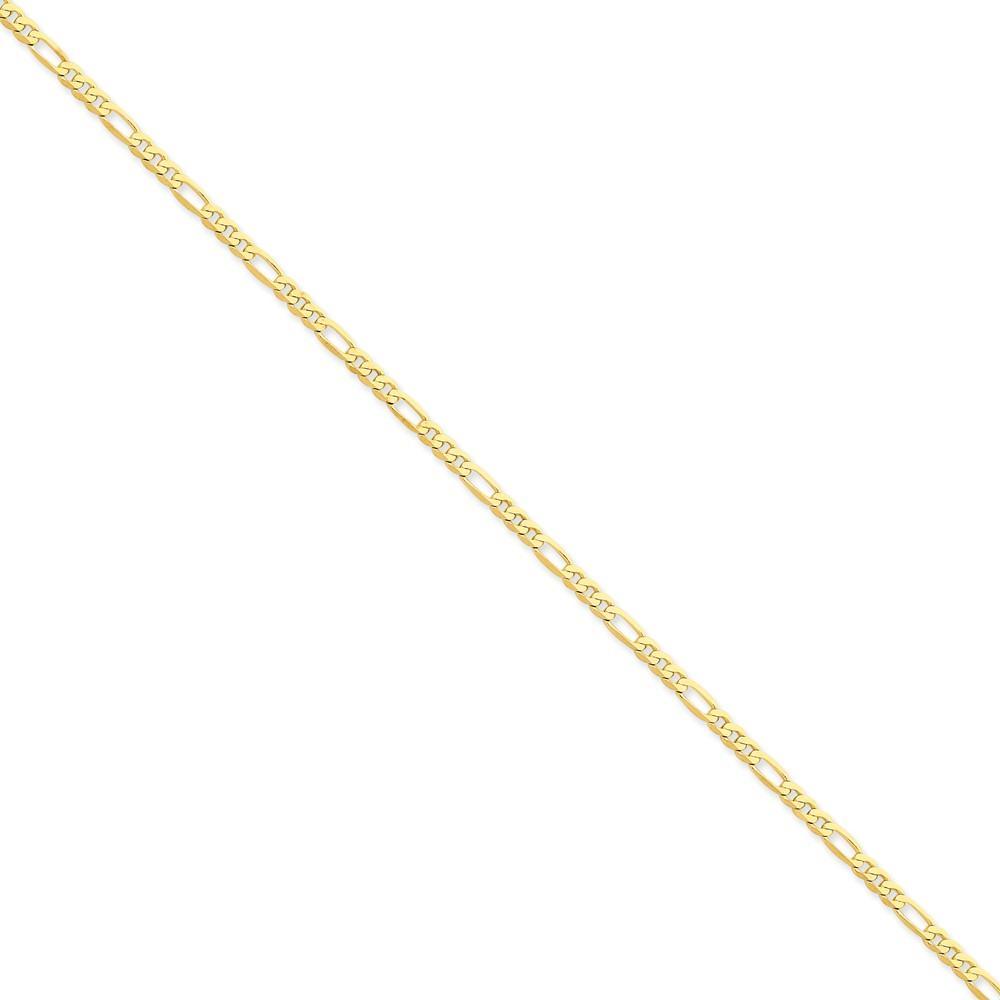 14k Yellow Gold 3.25-mm Flat Solid Figaro Chain