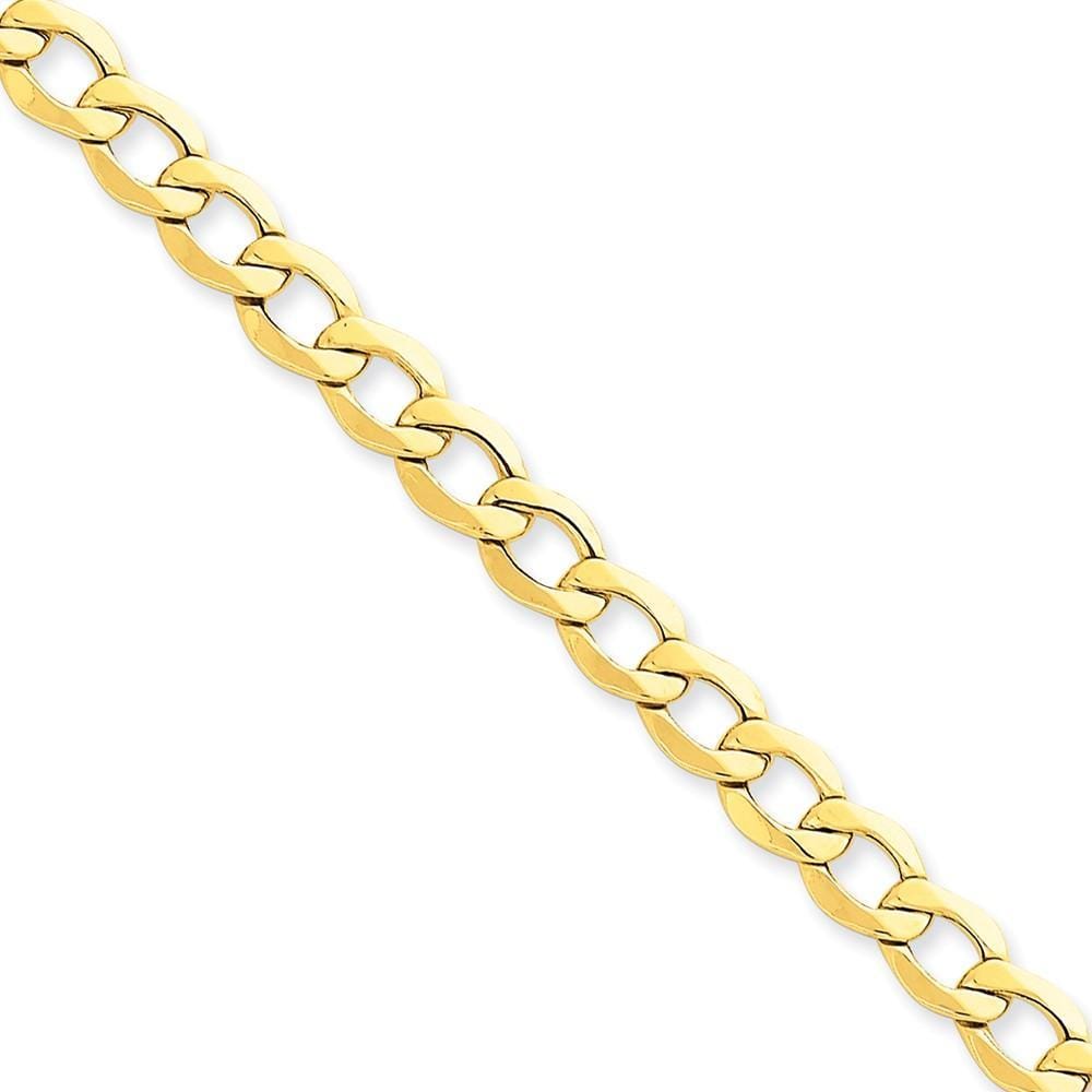 14k Yellow Gold 7.00m Semi Solid Curb Link Chain