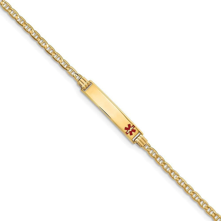 14K Yellow Gold Anchor Childrens ID Bracelet