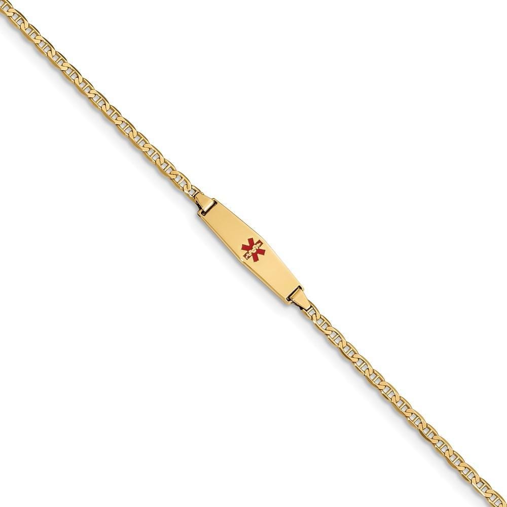 14K Yellow Gold Anchor Childrens ID Bracelet