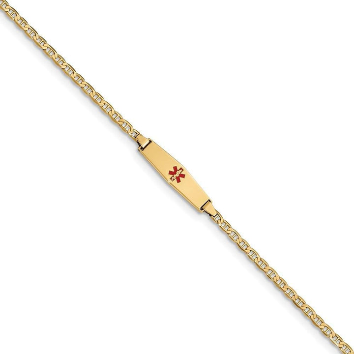 14K Yellow Gold Anchor Childrens ID Bracelet