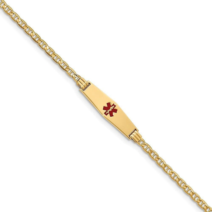 14K Yellow Gold Anchor Link Medical ID Bracelet