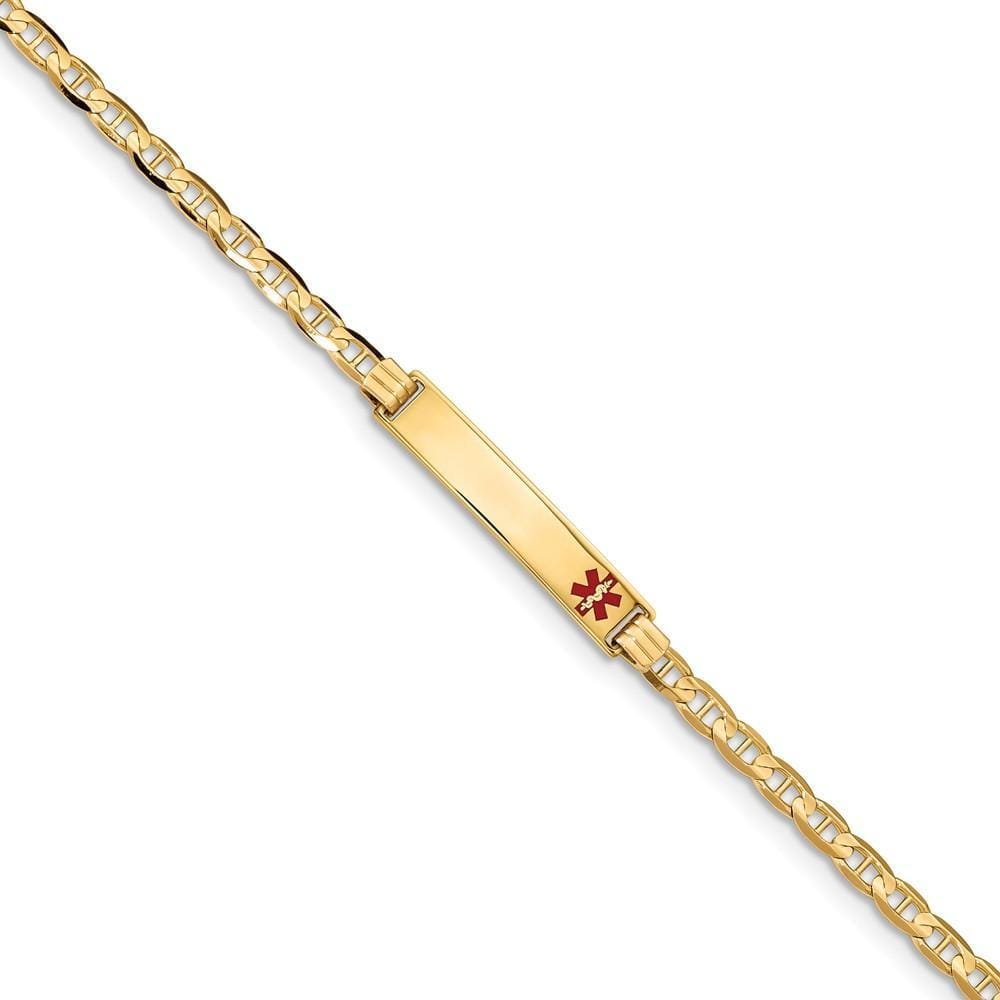 14K Yellow Gold Anchor Link Medical ID Bracelet