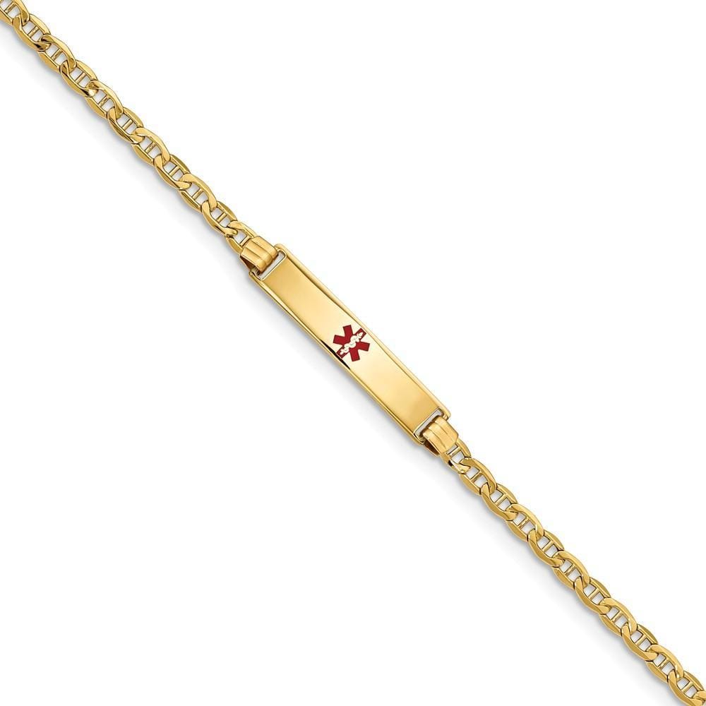 14K Yellow Gold Anchor Link Medical ID Bracelet