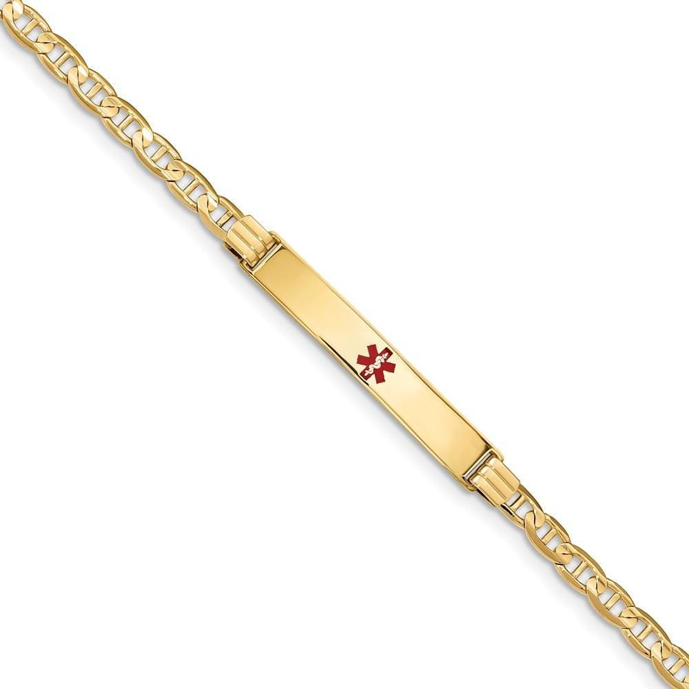 14K Yellow Gold Anchor Link Medical ID Bracelet
