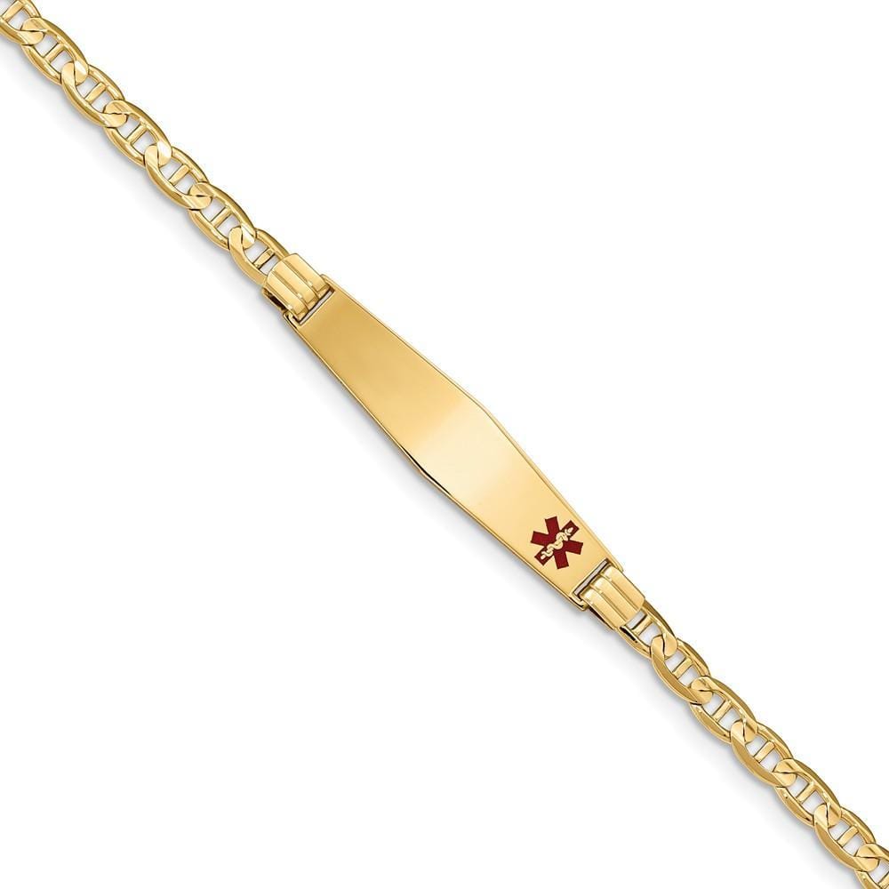 14K Yellow Gold Anchor Link Medical ID Bracelet