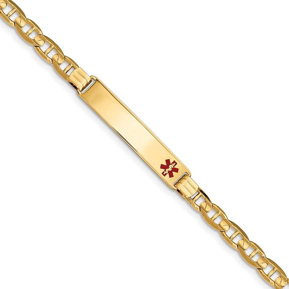 14K Yellow Gold Anchor Link Medical ID Bracelet