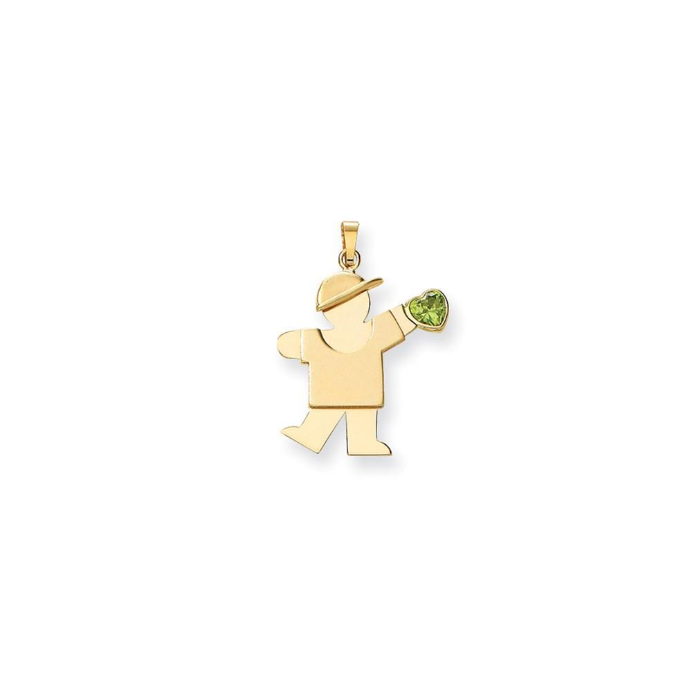 14k Yellow Gold August Birthstone Kiss Boy Charm