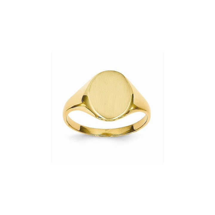 14k Yellow Gold Brushed Solid Polished Signet Ring