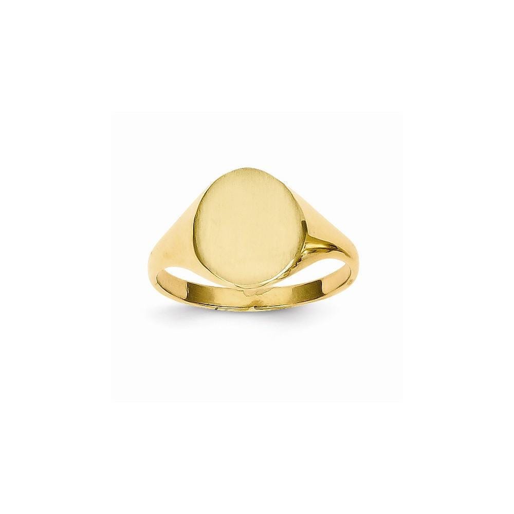 14k Yellow Gold Brushed Solid Polished Signet Ring