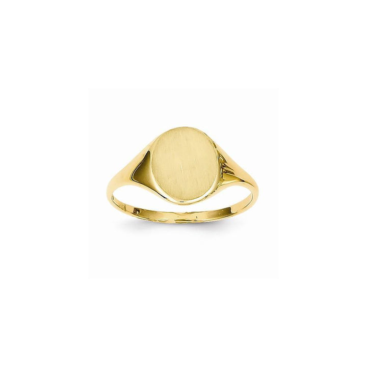 14k Yellow Gold Brushed Solid Polished Signet Ring