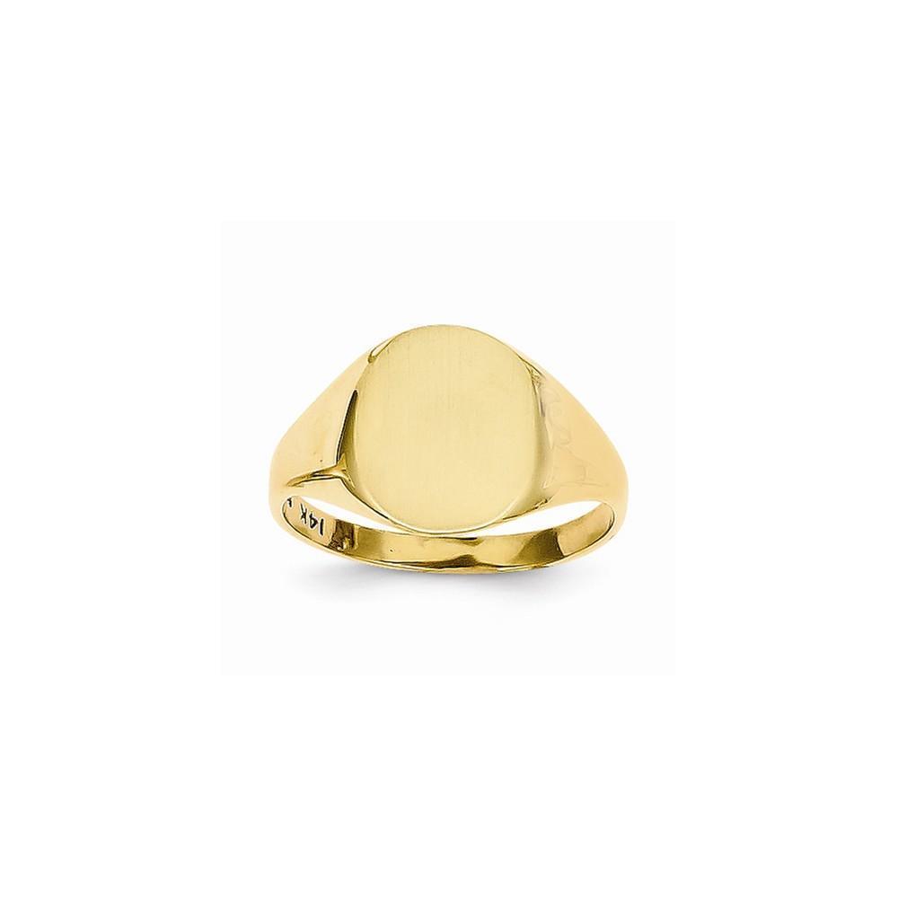 14k Yellow Gold Brushed Solid Polished Signet Ring