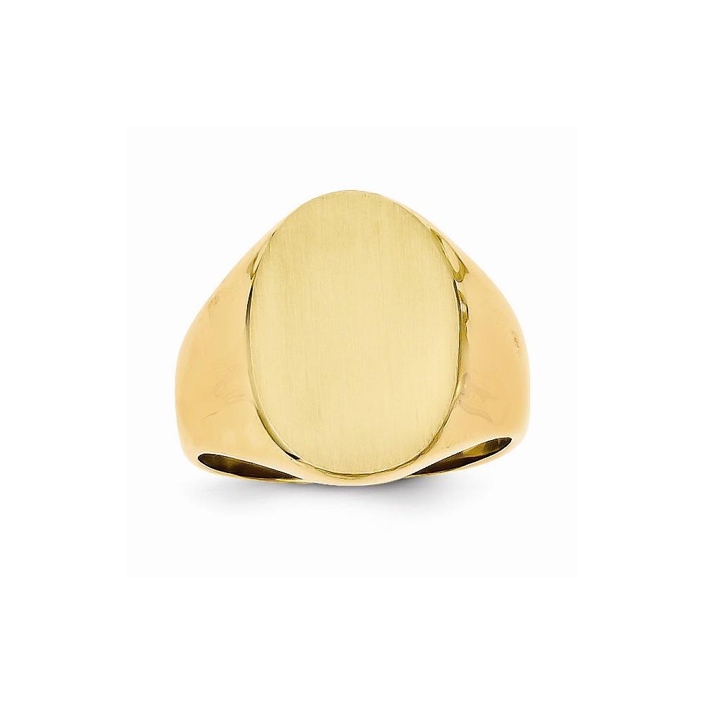 14k Yellow Gold Brushed Solid Polished Signet Ring