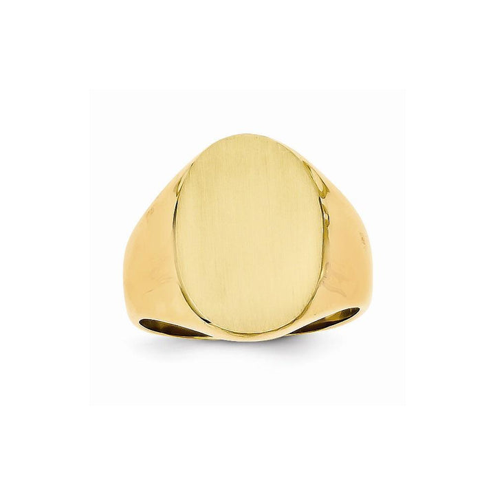 14k Yellow Gold Brushed Solid Polished Signet Ring