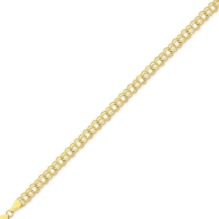 14k Yellow Gold Double Link Charm Bracelet